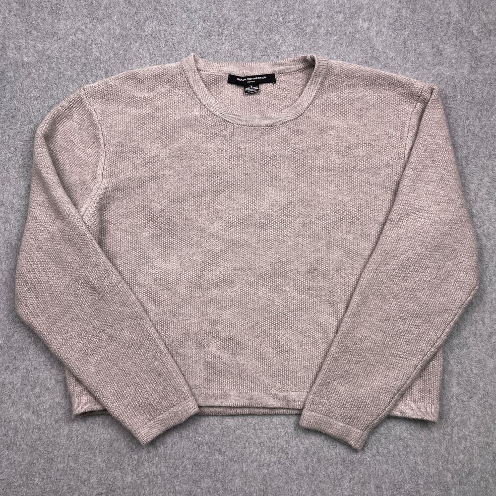French Connection Cropped Sweater Womens Large Gray Long Sleeve